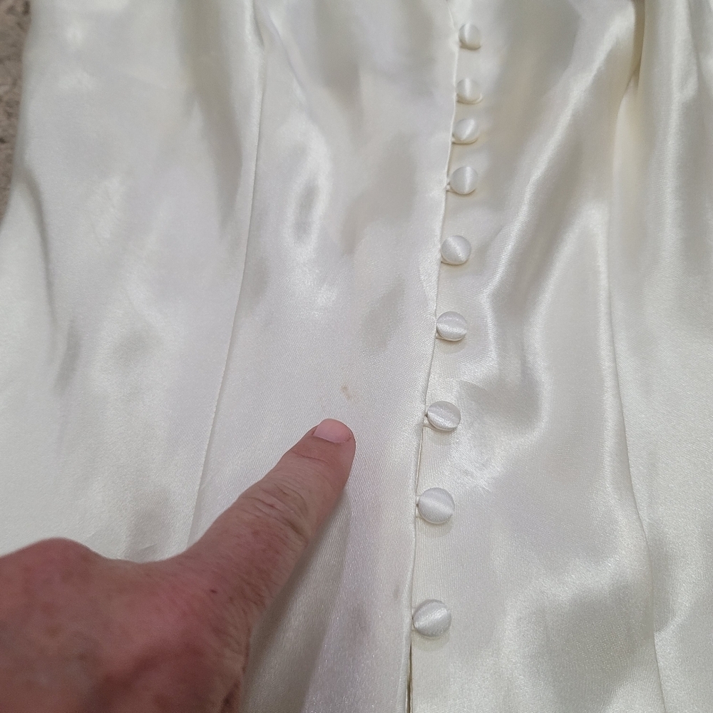 Vintage 90s Victoria’s Secret Gold Label Satin Bridal Slip Mini Dress Ivory - Picture 4 of 12